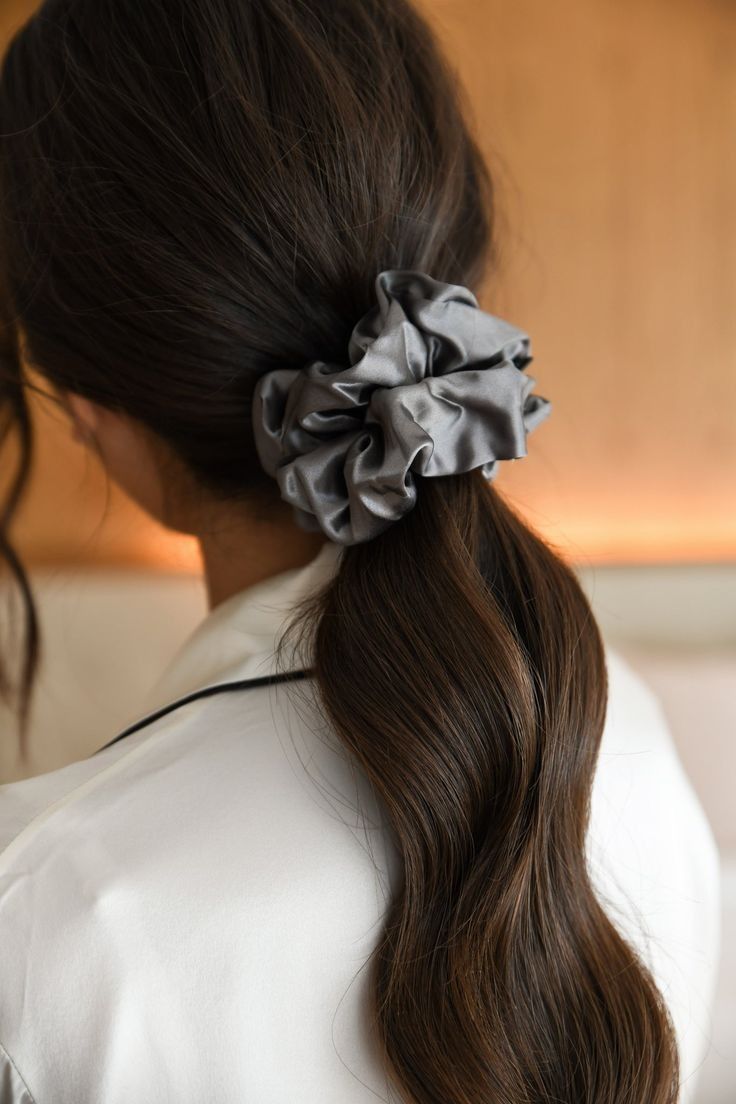 Silver Silk Scrunchie