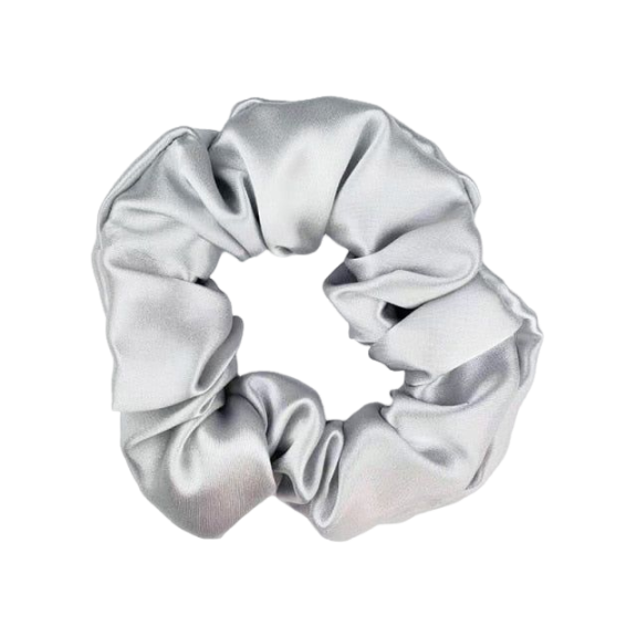 Silver Silk Scrunchie