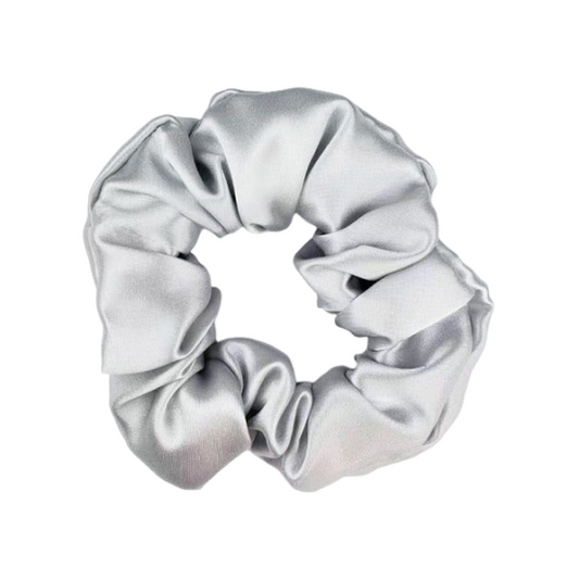 Silver Silk Scrunchie