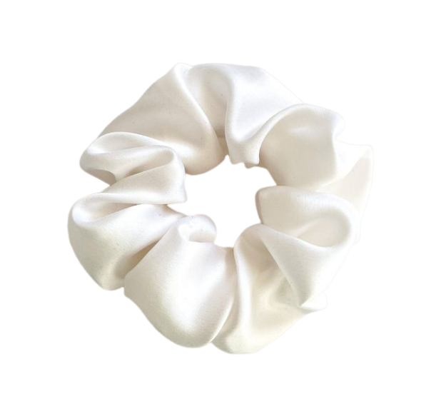 Silver Silk Scrunchie