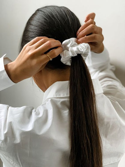 White Silk Scrunchie
